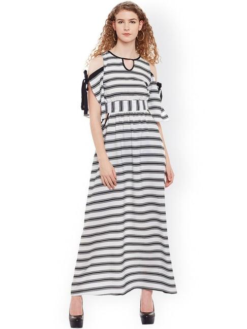 belle fille white & black striped dress