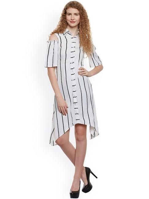 belle fille white & black striped dress
