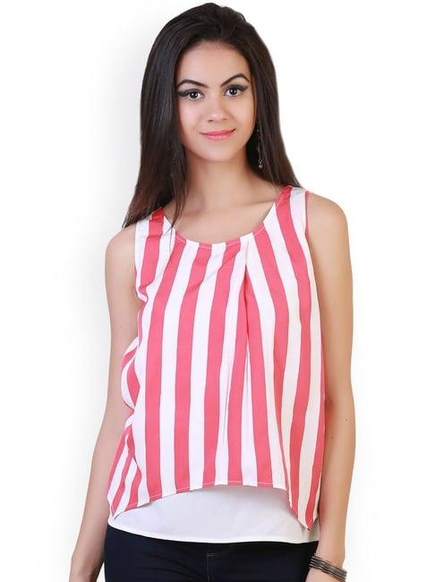 belle fille white & pink striped top