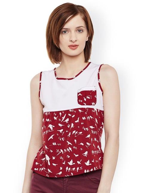 belle fille white & red printed top