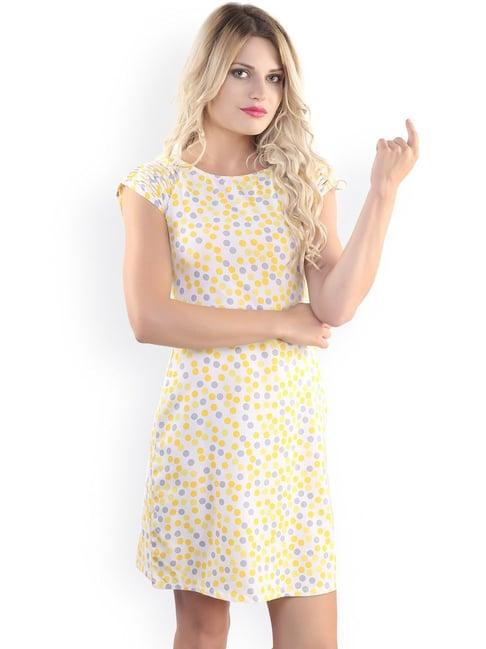 belle fille white & yellow printed dress