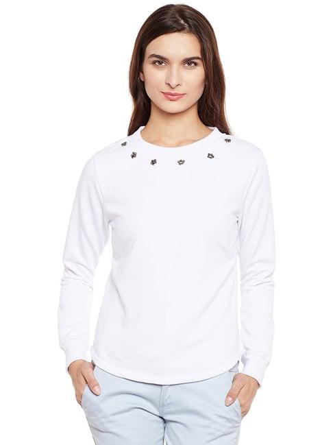 belle fille white embellished sweatshirt