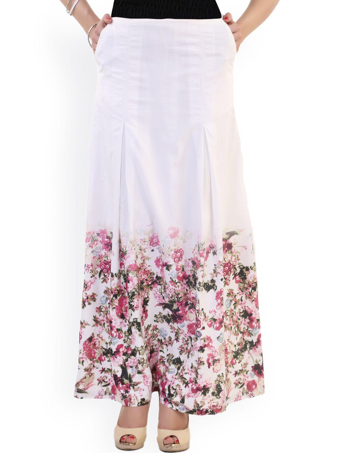 belle fille white printed maxi skirt