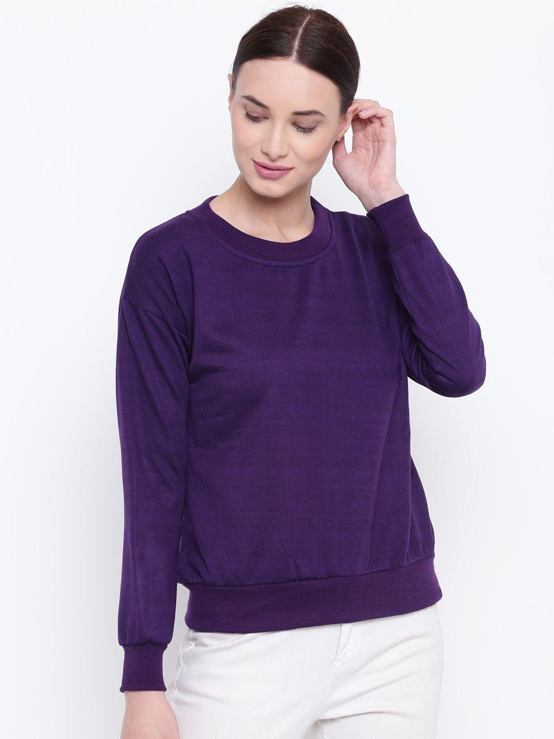 belle fille women aubergine solid sweatshirt