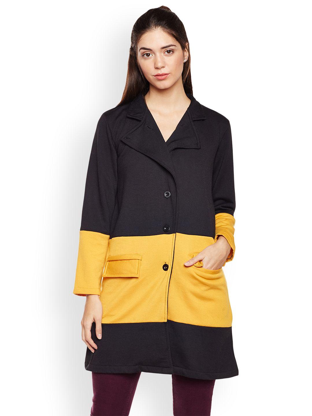 belle fille women black & yellow coat