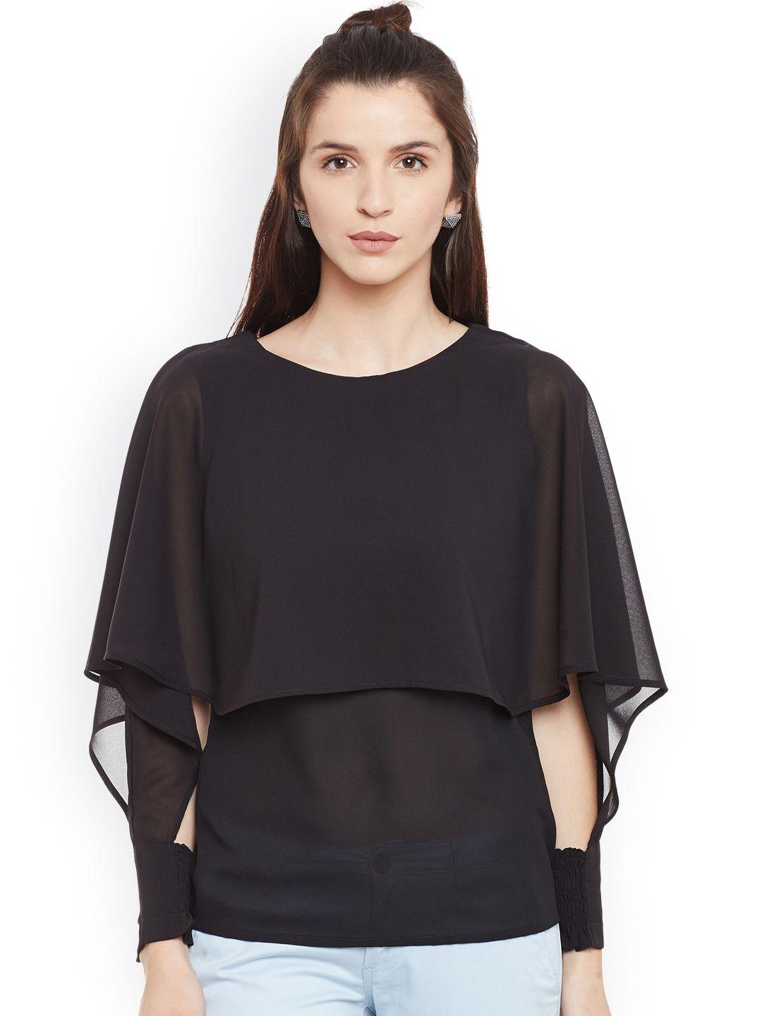 belle fille women black cape top