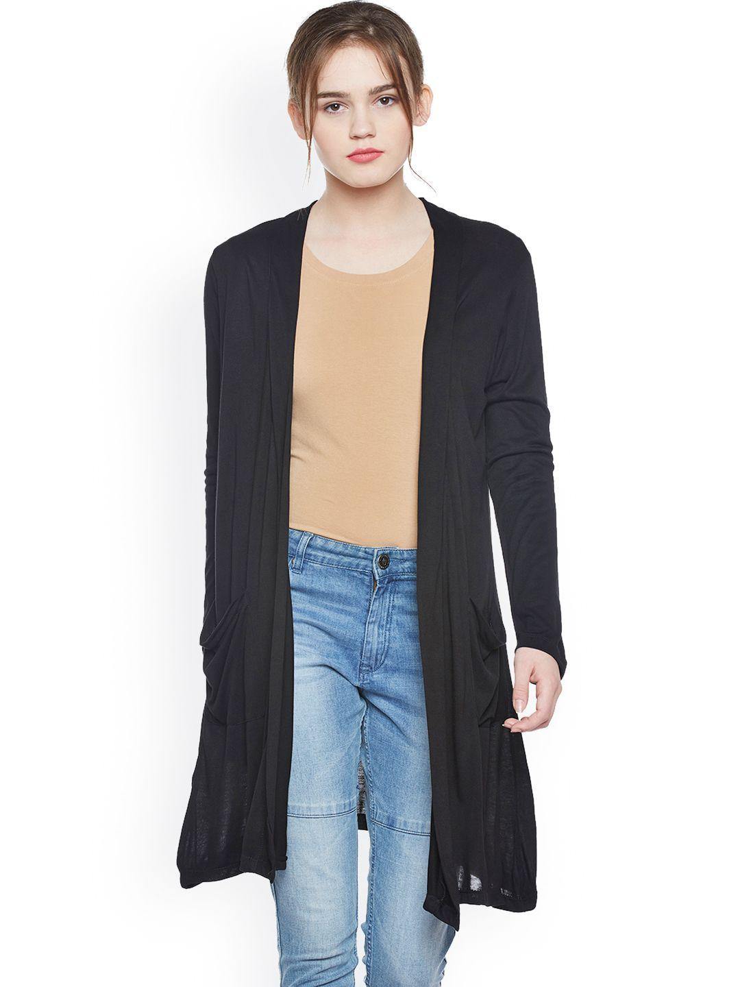 belle fille women black longline shrug