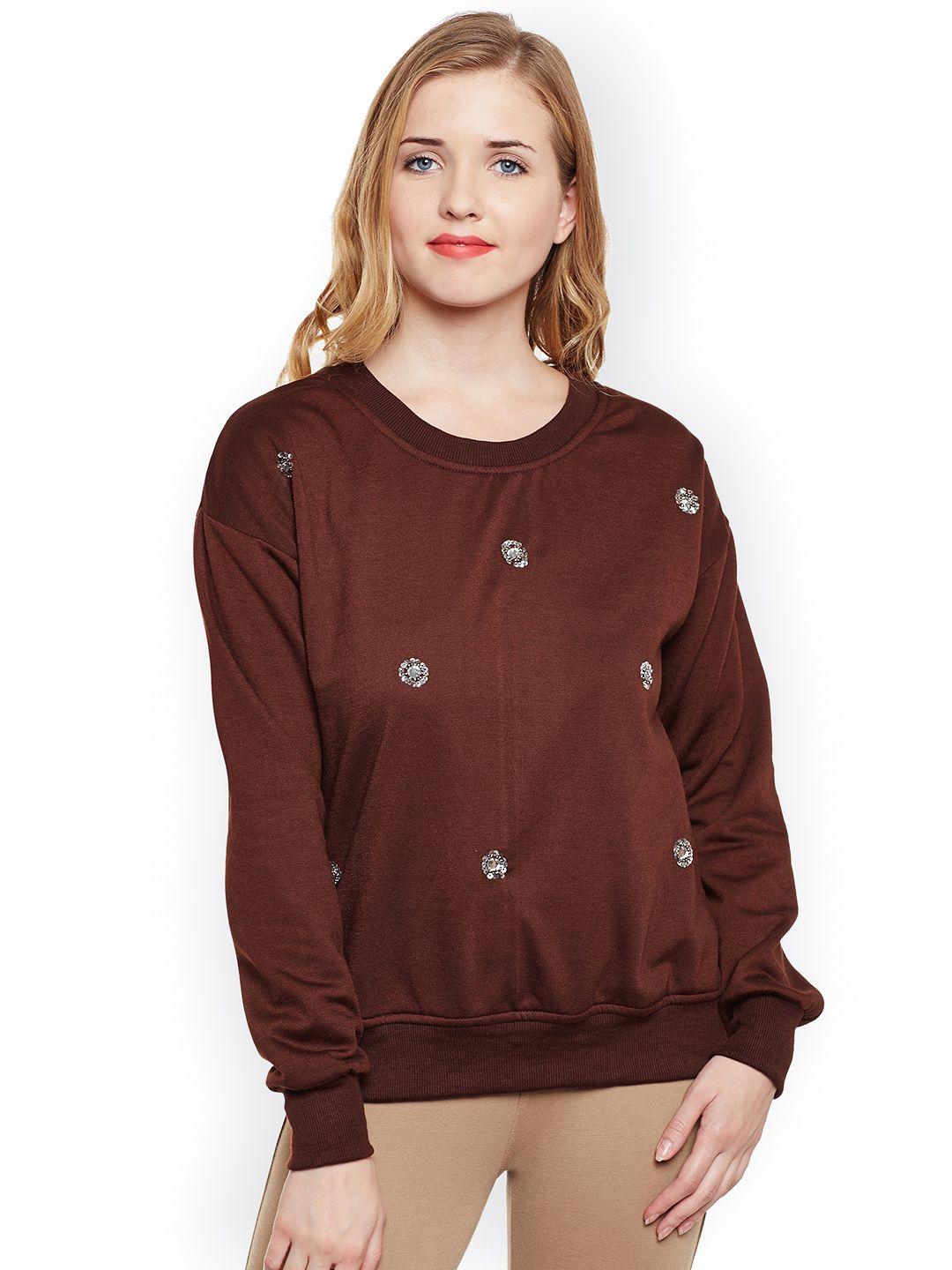 belle fille women brown solid sweatshirt