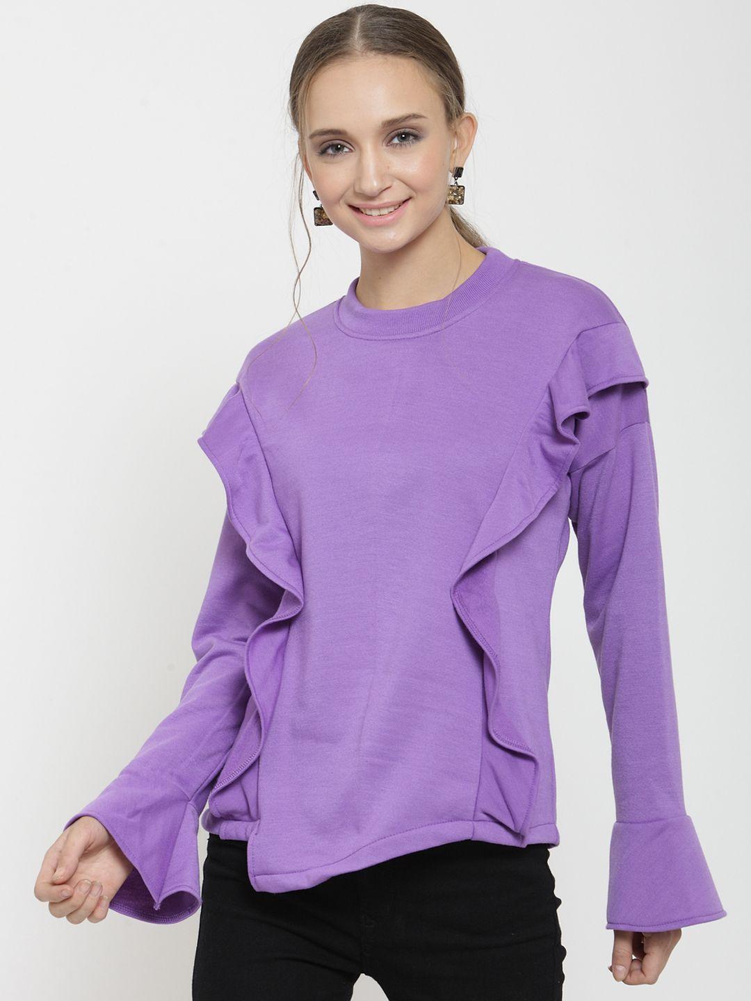 belle fille women lavender solid sweatshirt