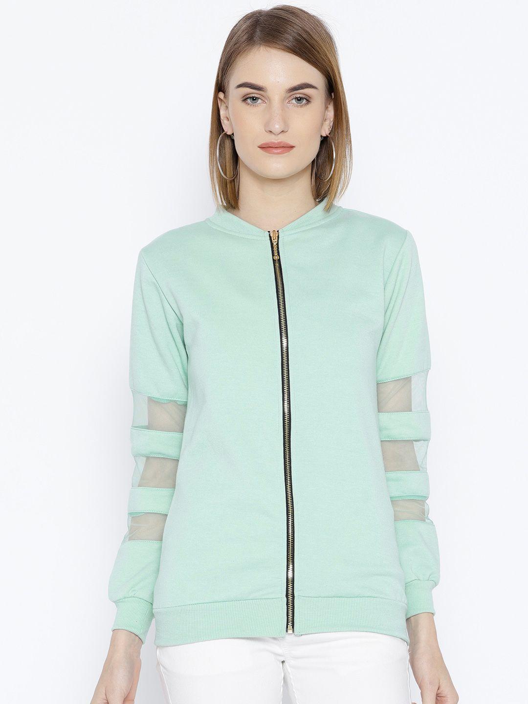 belle fille women mint green solid sweatshirt