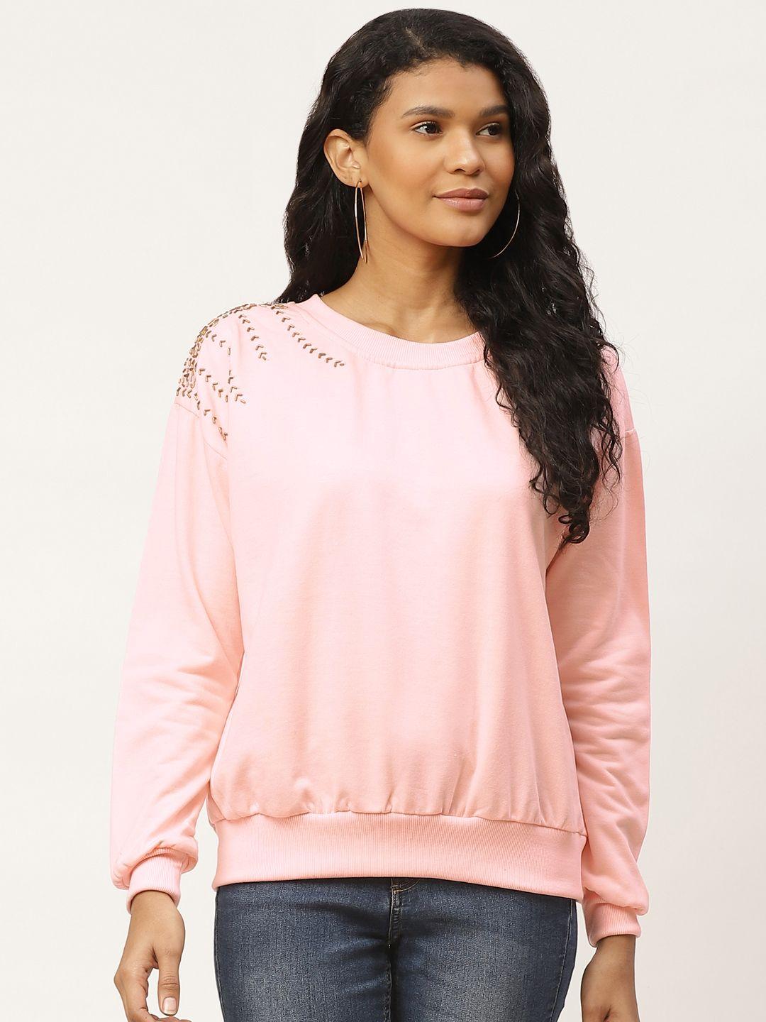 belle fille women pink solid sweatshirt