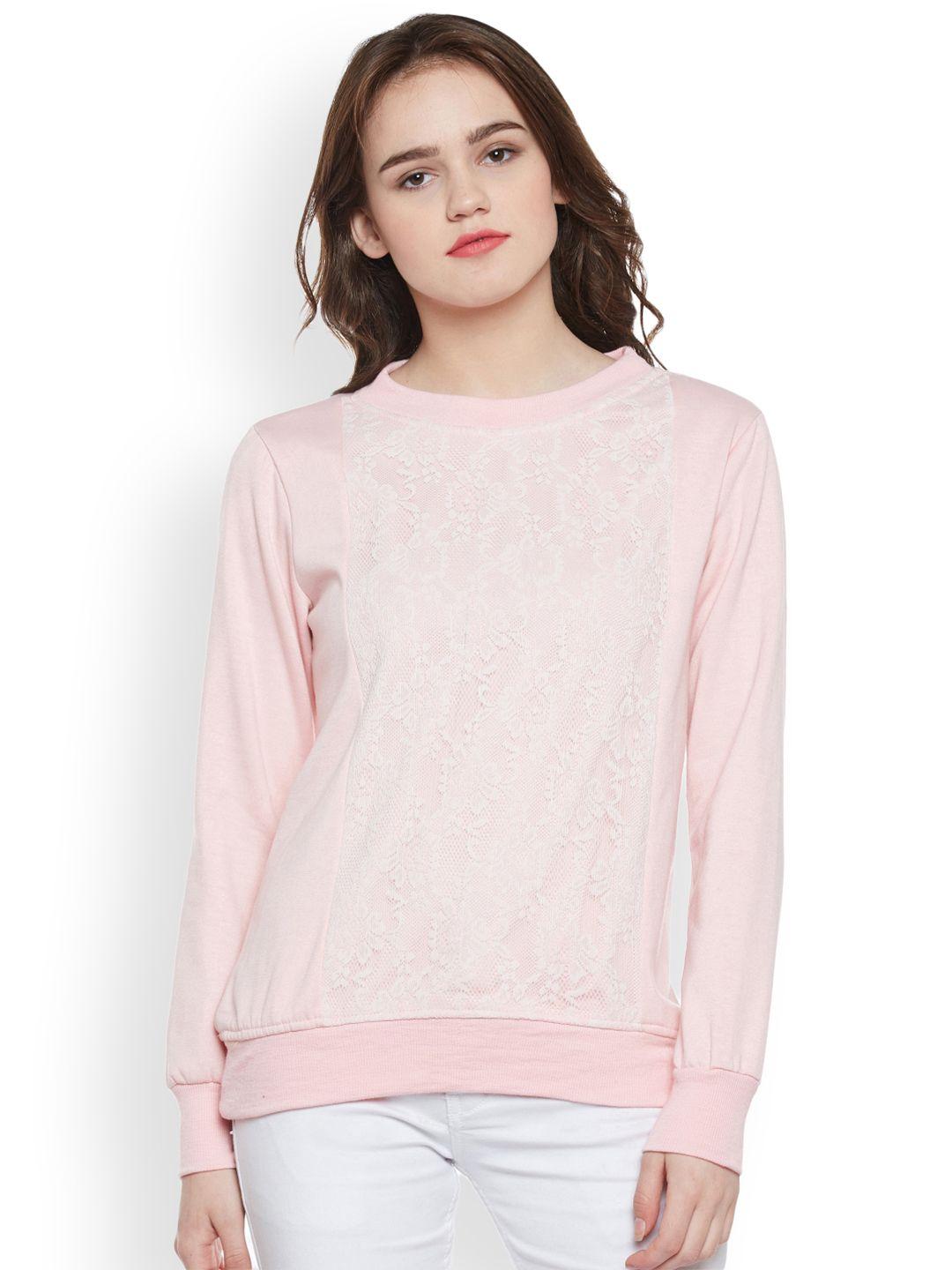 belle fille women pink solid sweatshirt