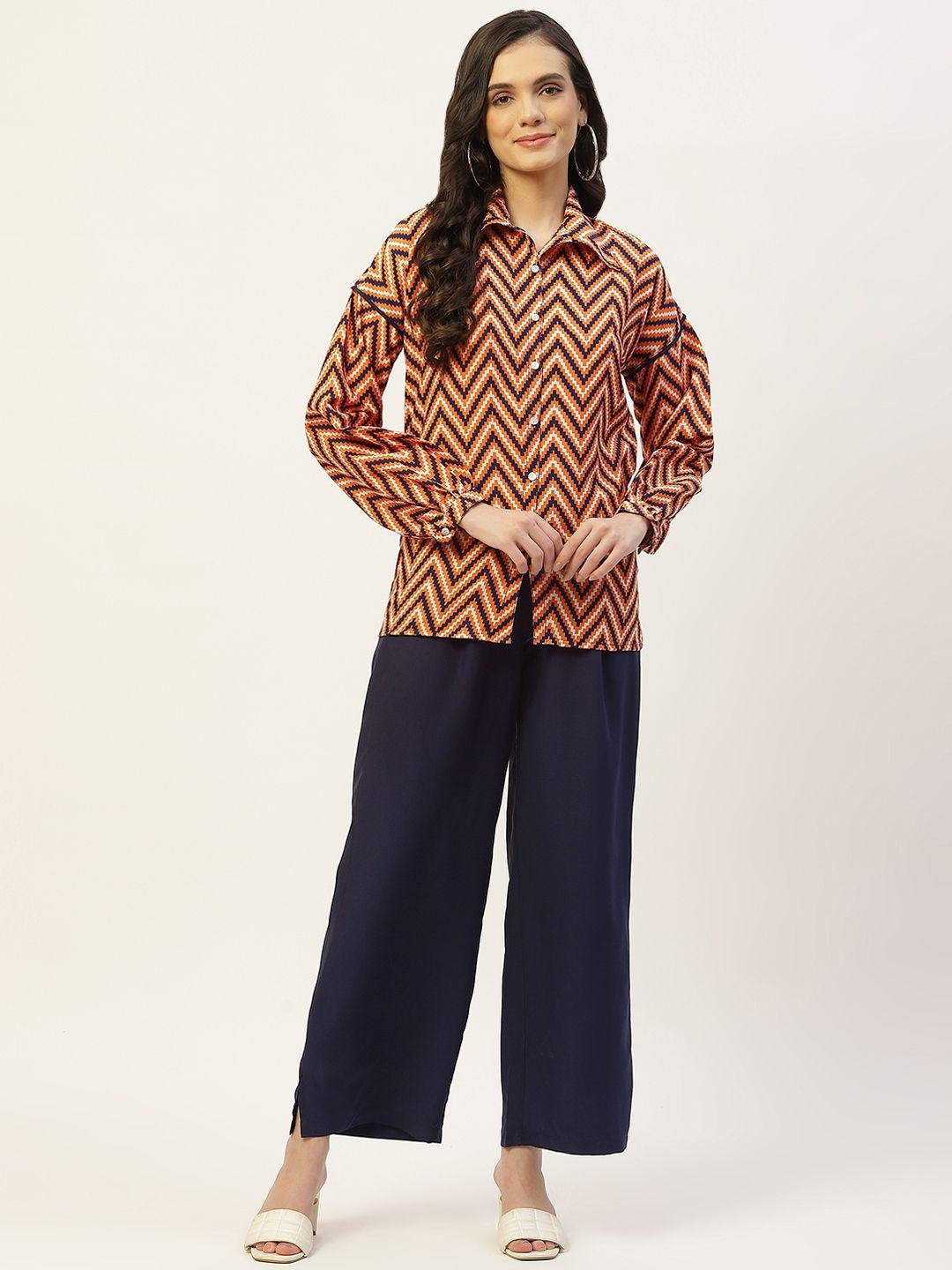 belle fille women printed shirt with trousers