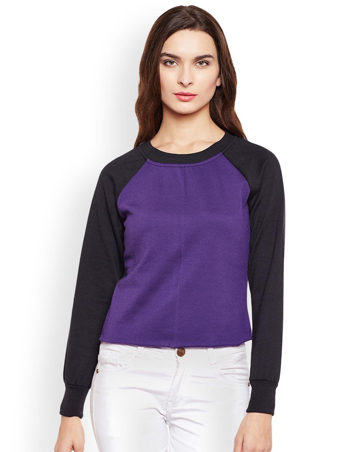 belle fille women purple solid sweatshirt