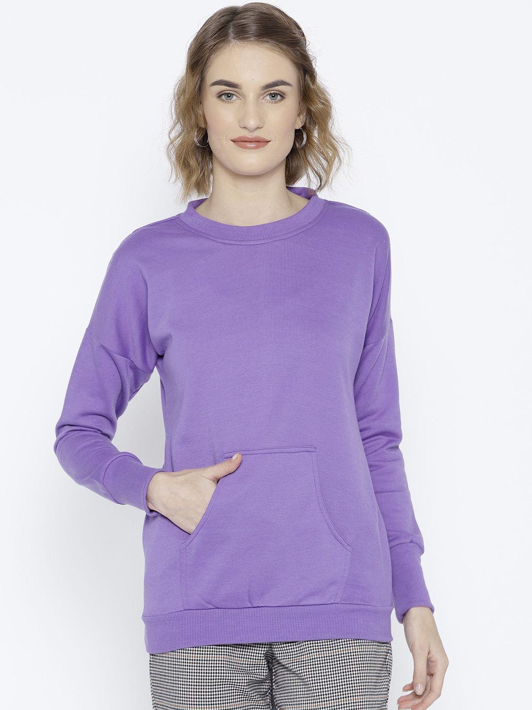 belle fille women purple solid sweatshirt