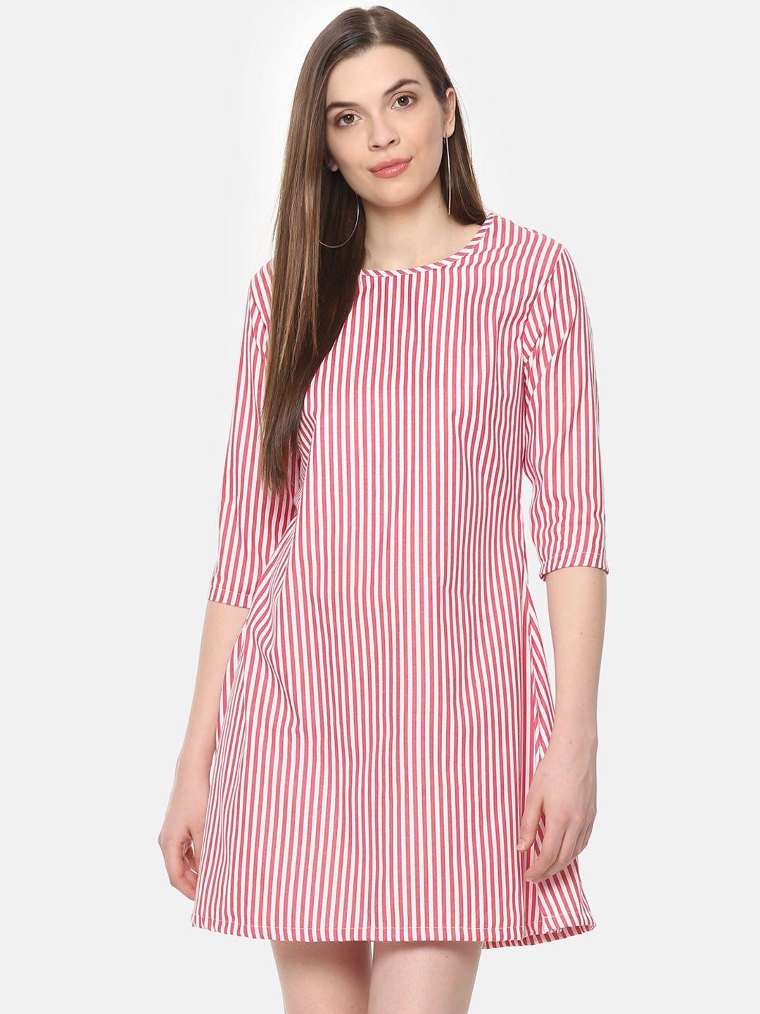 belle fille women red & white striped a-line dress