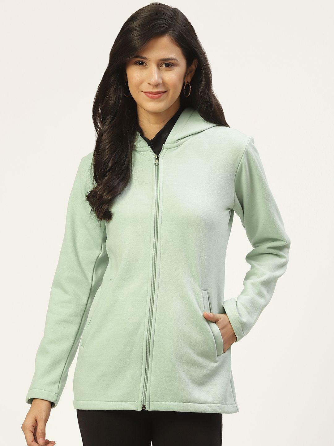 belle fille women sea green fleece open front jacket