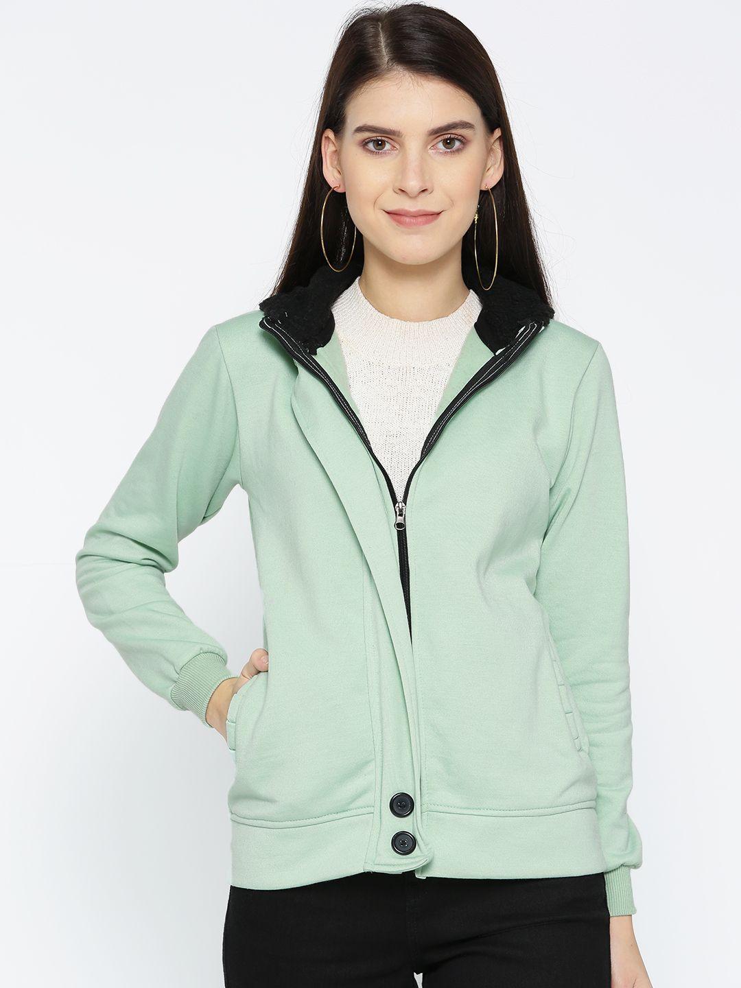 belle fille women sea green solid lightweight tailored jacket