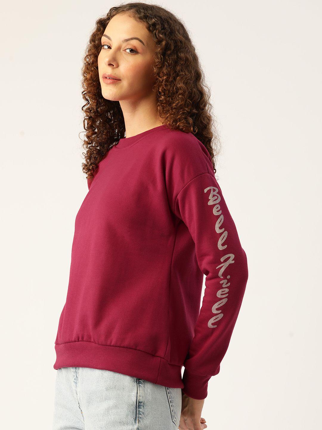 belle fille women solid sweatshirt