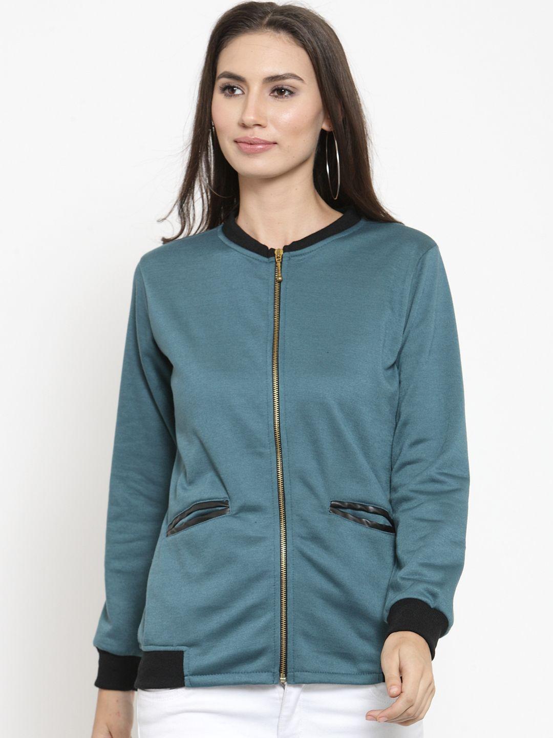 belle fille women teal solid bomber