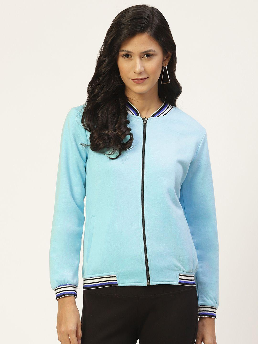 belle fille women turquoise blue fleece open front jacket