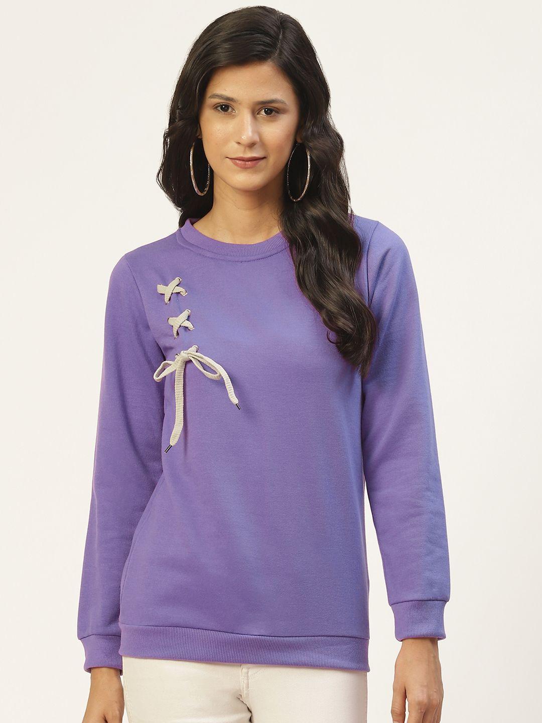 belle fille women violet solid sweatshirt
