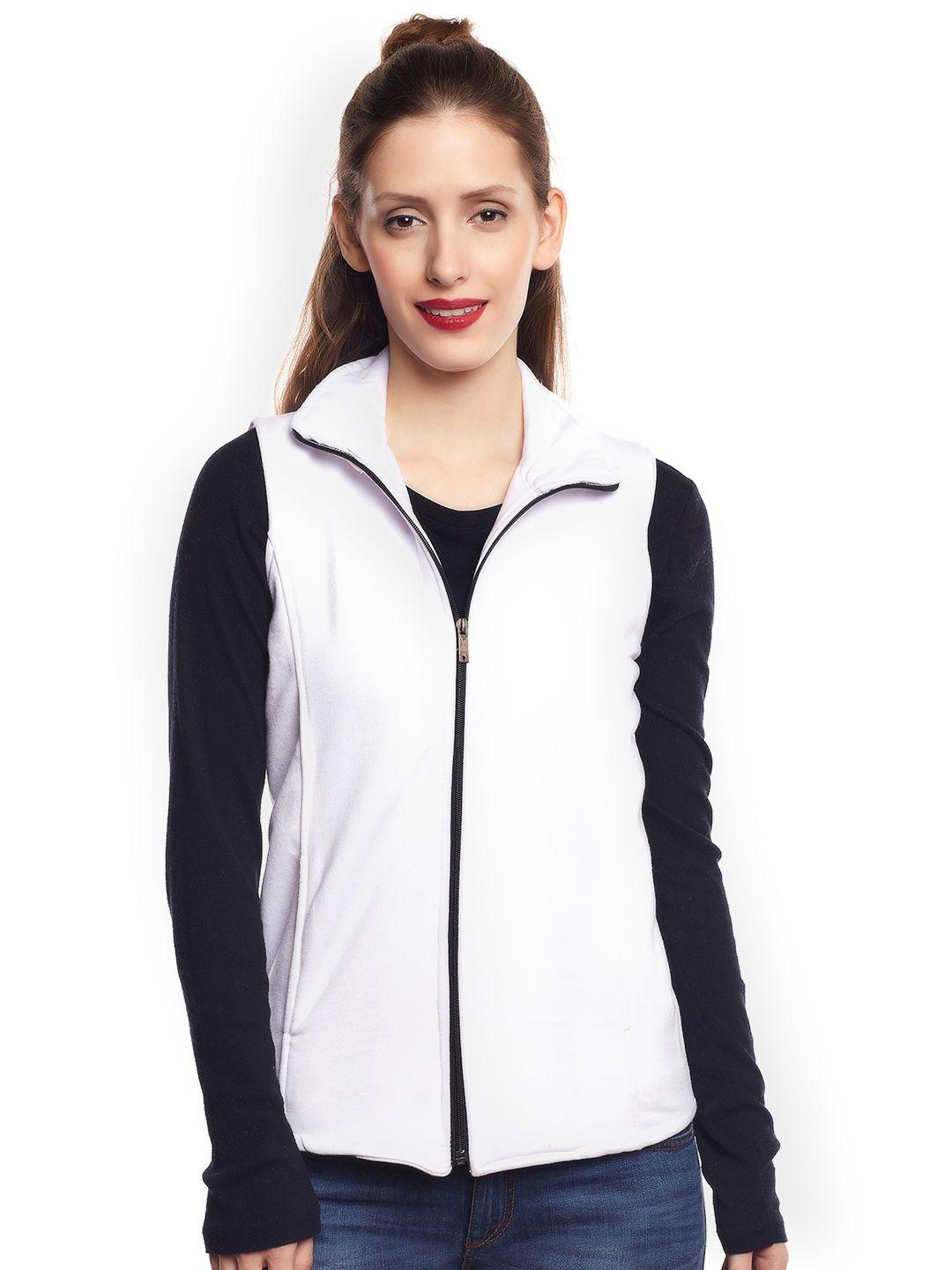 belle fille women white solid lightweight sporty jacket