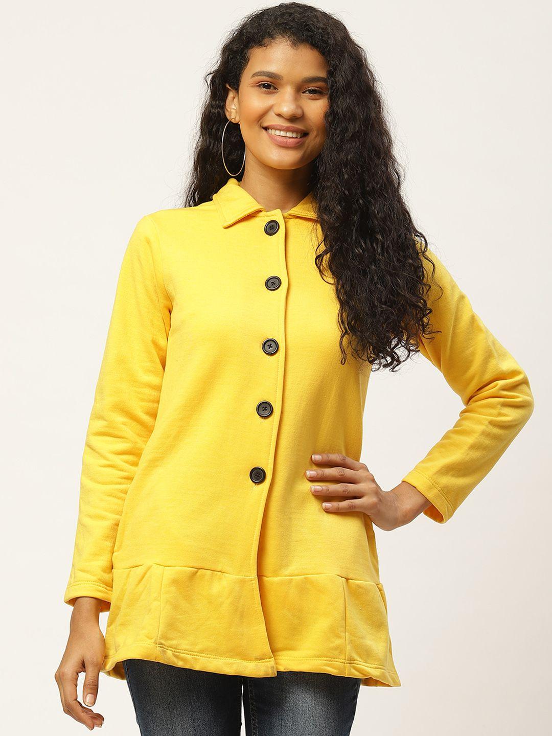 belle fille women yellow solid hip-length coat