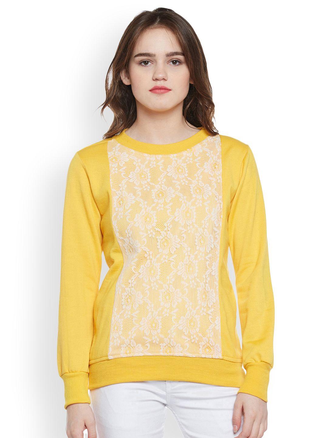 belle fille women yellow solid sweatshirt