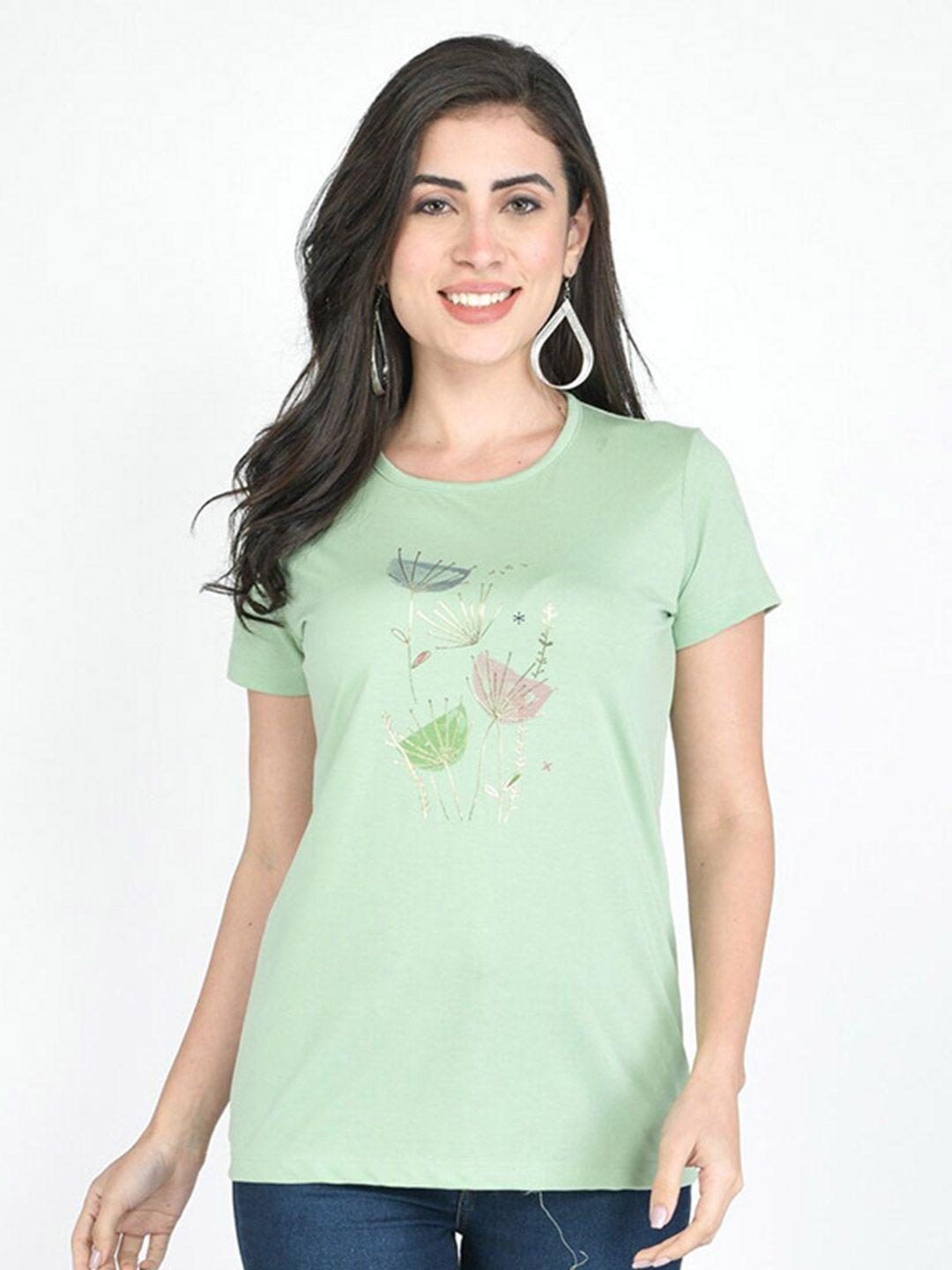 bellefleur floral printed round neck short sleeves regular t-shirt