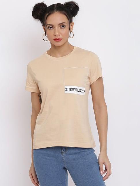 belliskey beige graphic print t-shirt