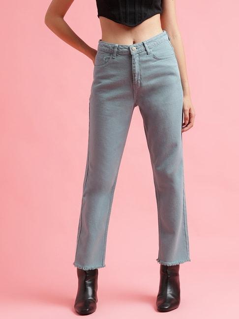 belliskey light grey straight fit high rise jeans