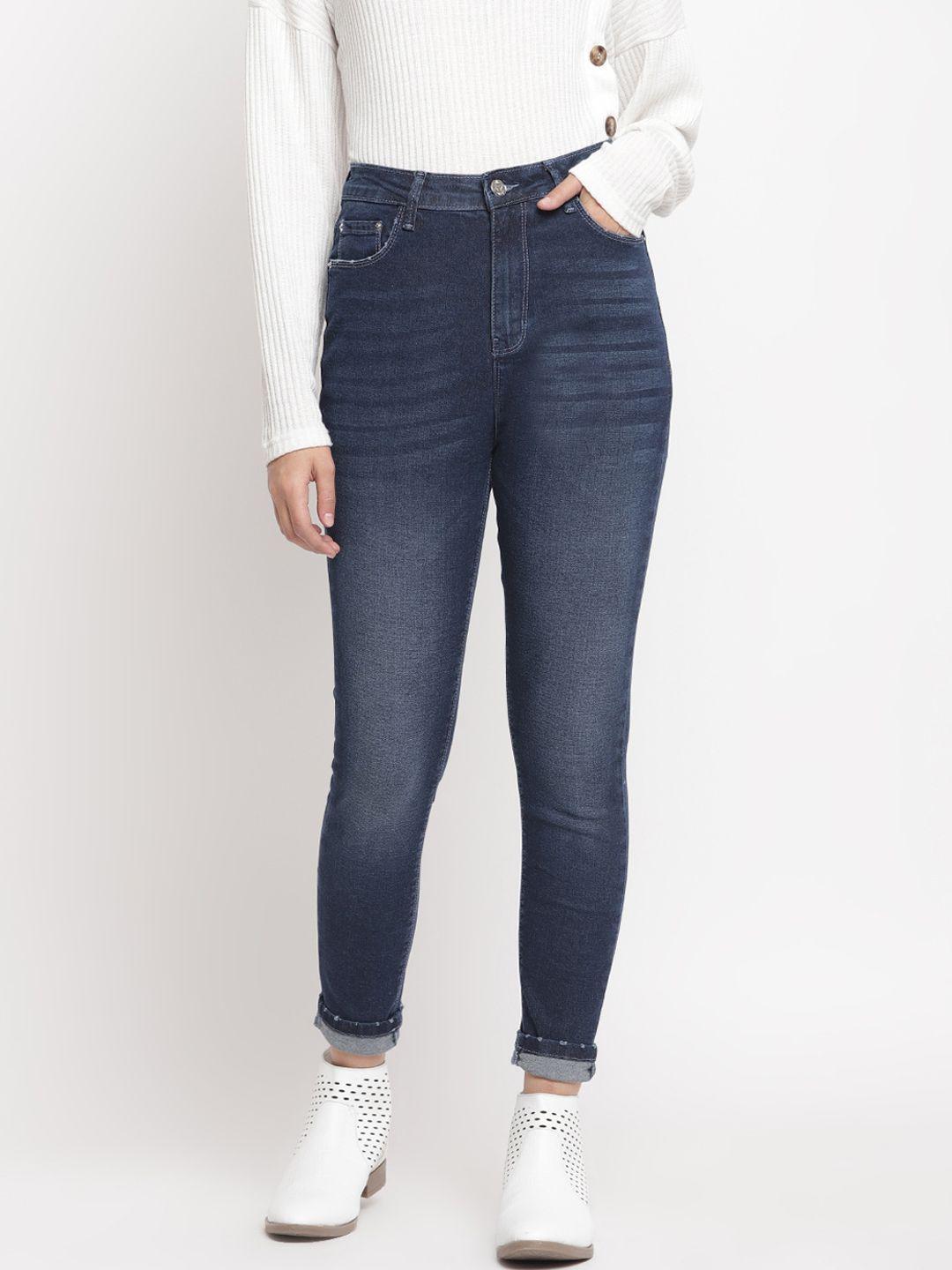 belliskey women blue slim fit high-rise clean look jeans
