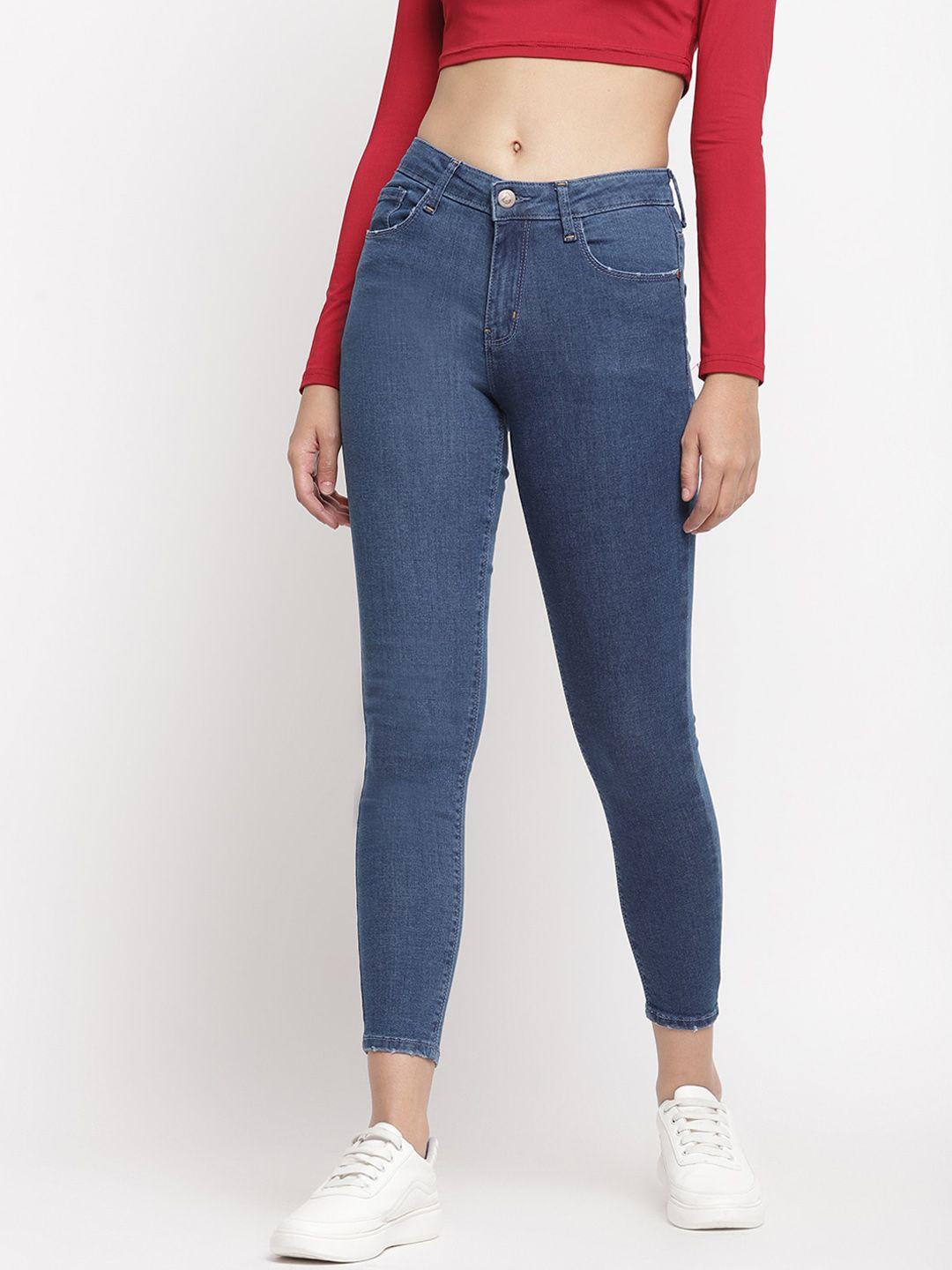belliskey women blue super skinny fit mid-rise clean look jeans