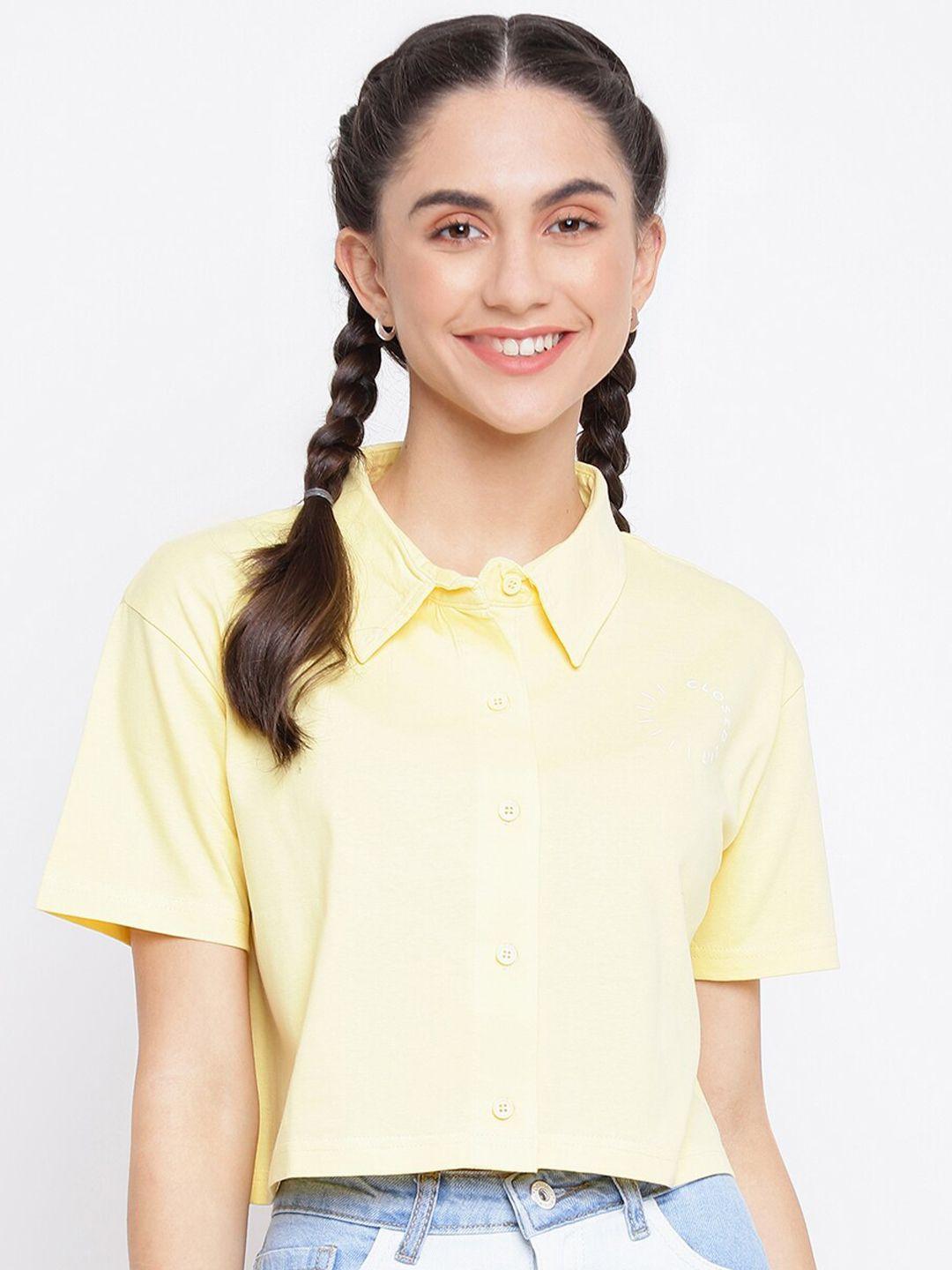 belliskey women yellow polo collar t-shirt