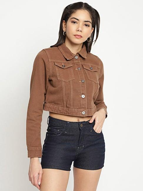 belliskey brown full sleeves denim jacket