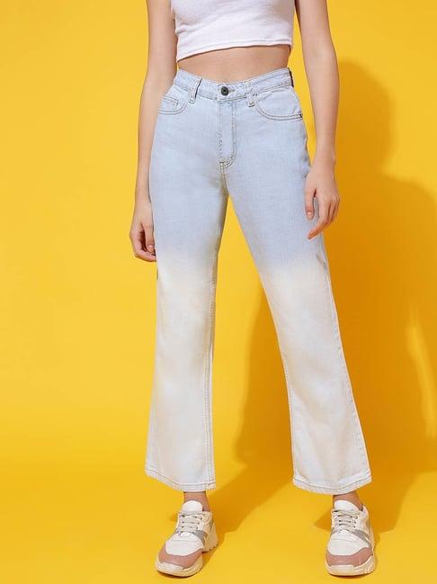 belliskey light blue straight fit high rise jeans