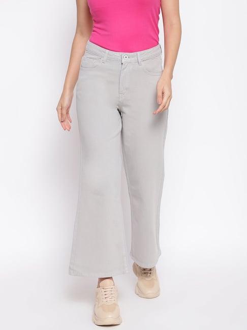 belliskey light grey flared fit high rise jeans