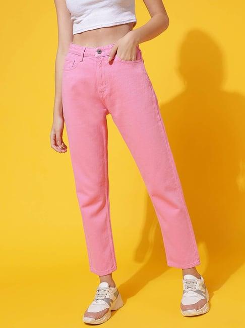 belliskey light pink regular fit high rise jeans