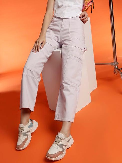 belliskey lilac denim regular fit high rise cargo jeans