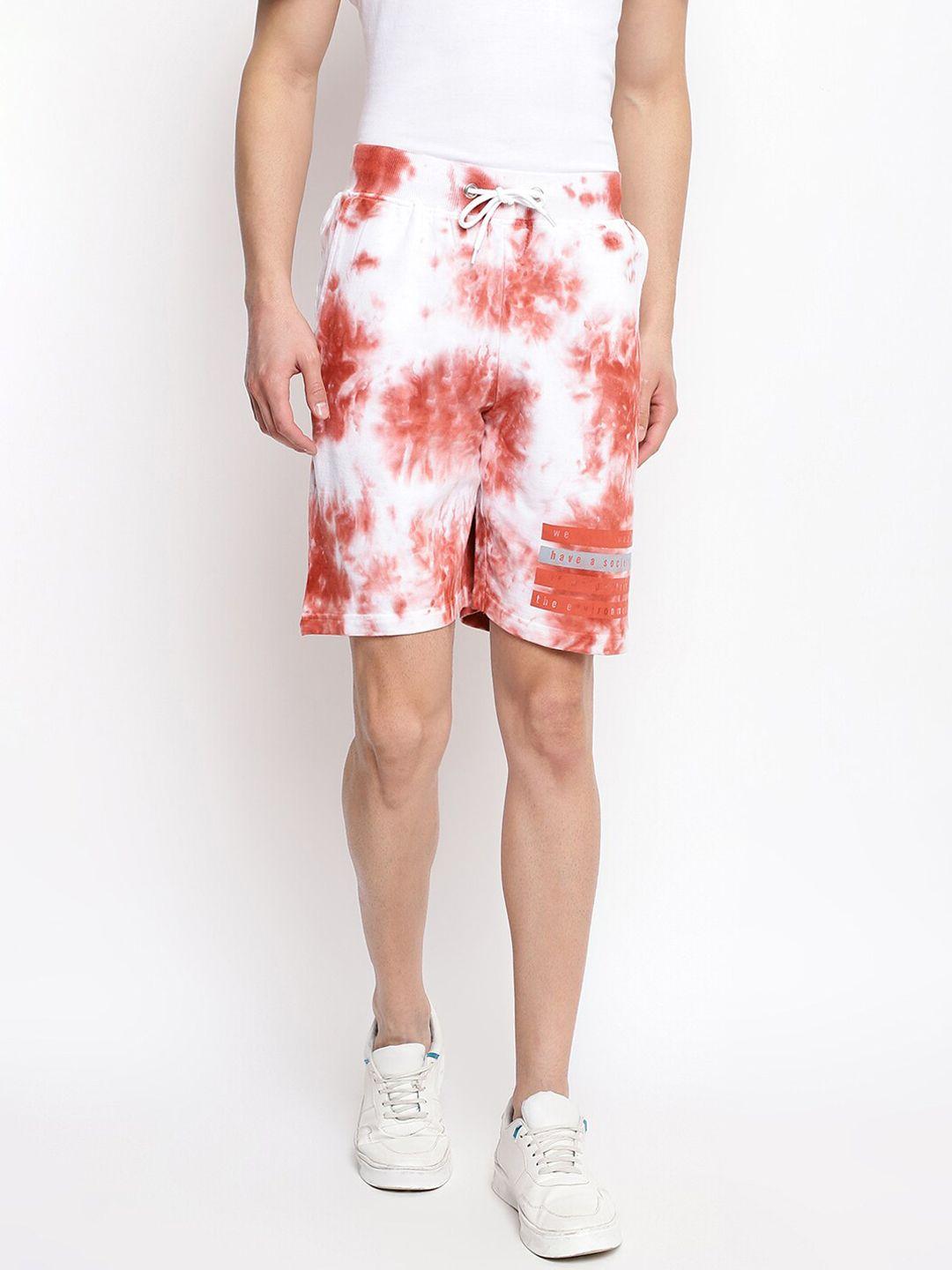 belliskey men white high-rise tie & dye printed regular shorts