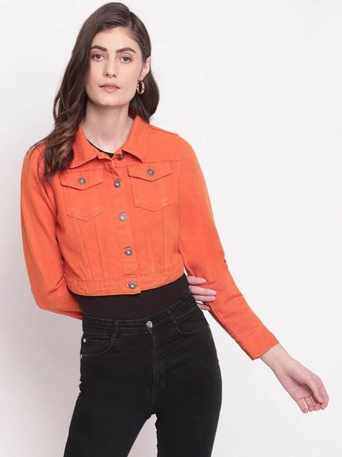 belliskey orange regular fit crop jacket