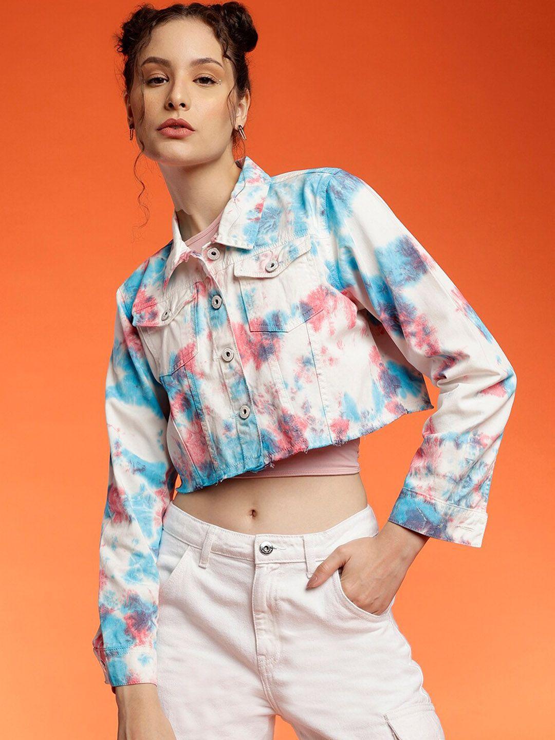 belliskey tie & dye crop denim jacket