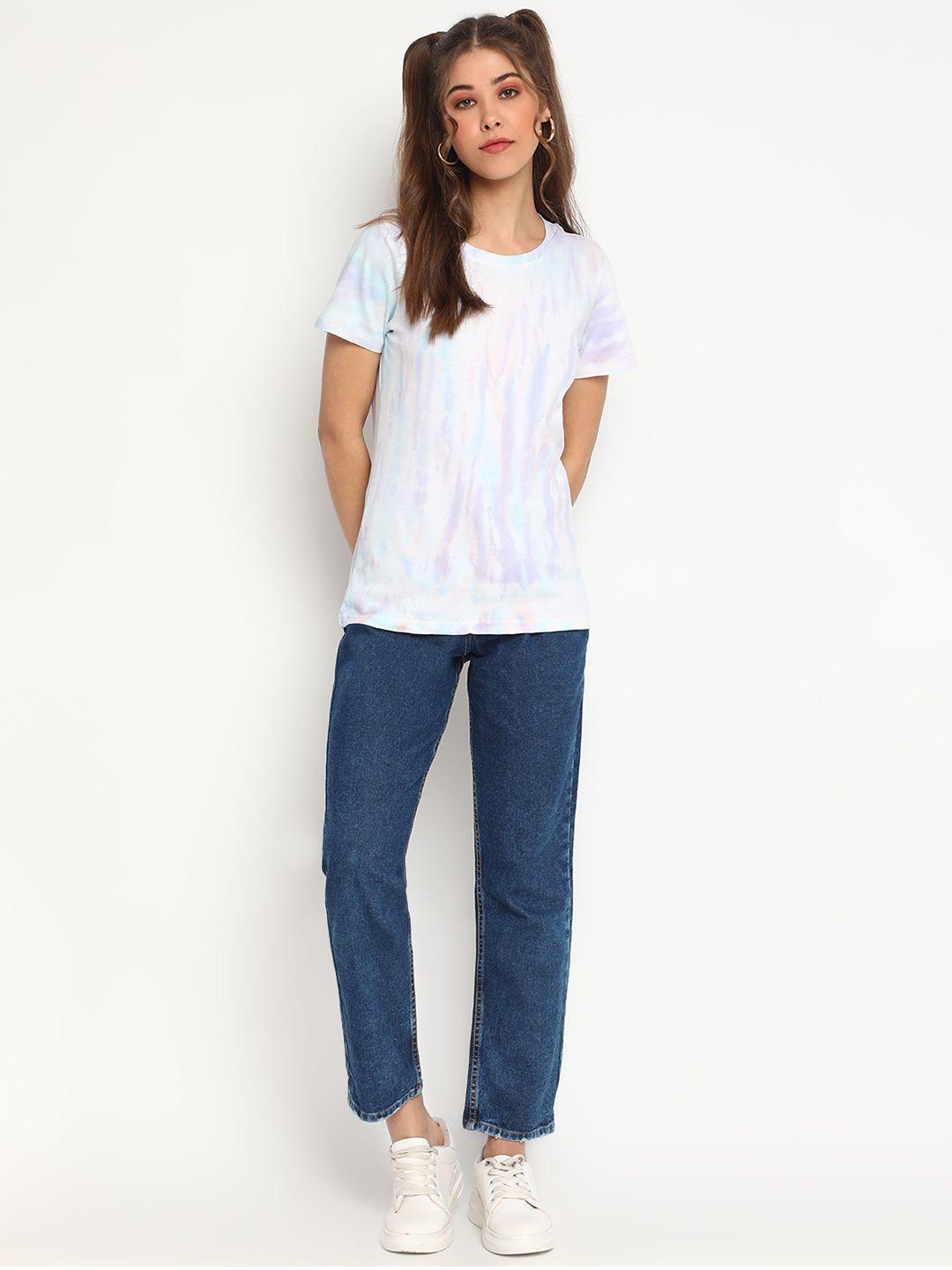 belliskey women blue & pink tie and dye dyed t-shirt