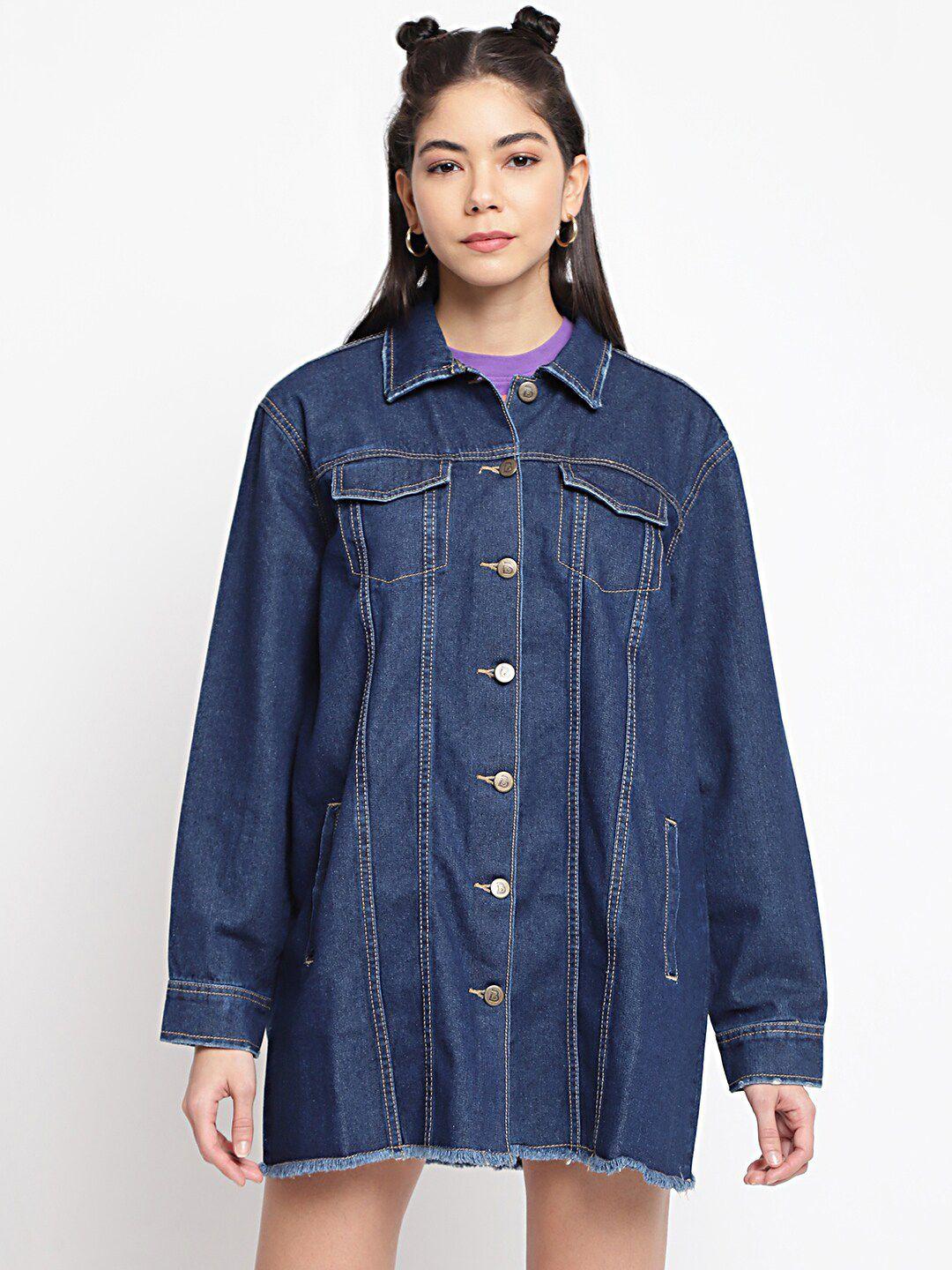 belliskey women blue washed lightweight longline denim jacket