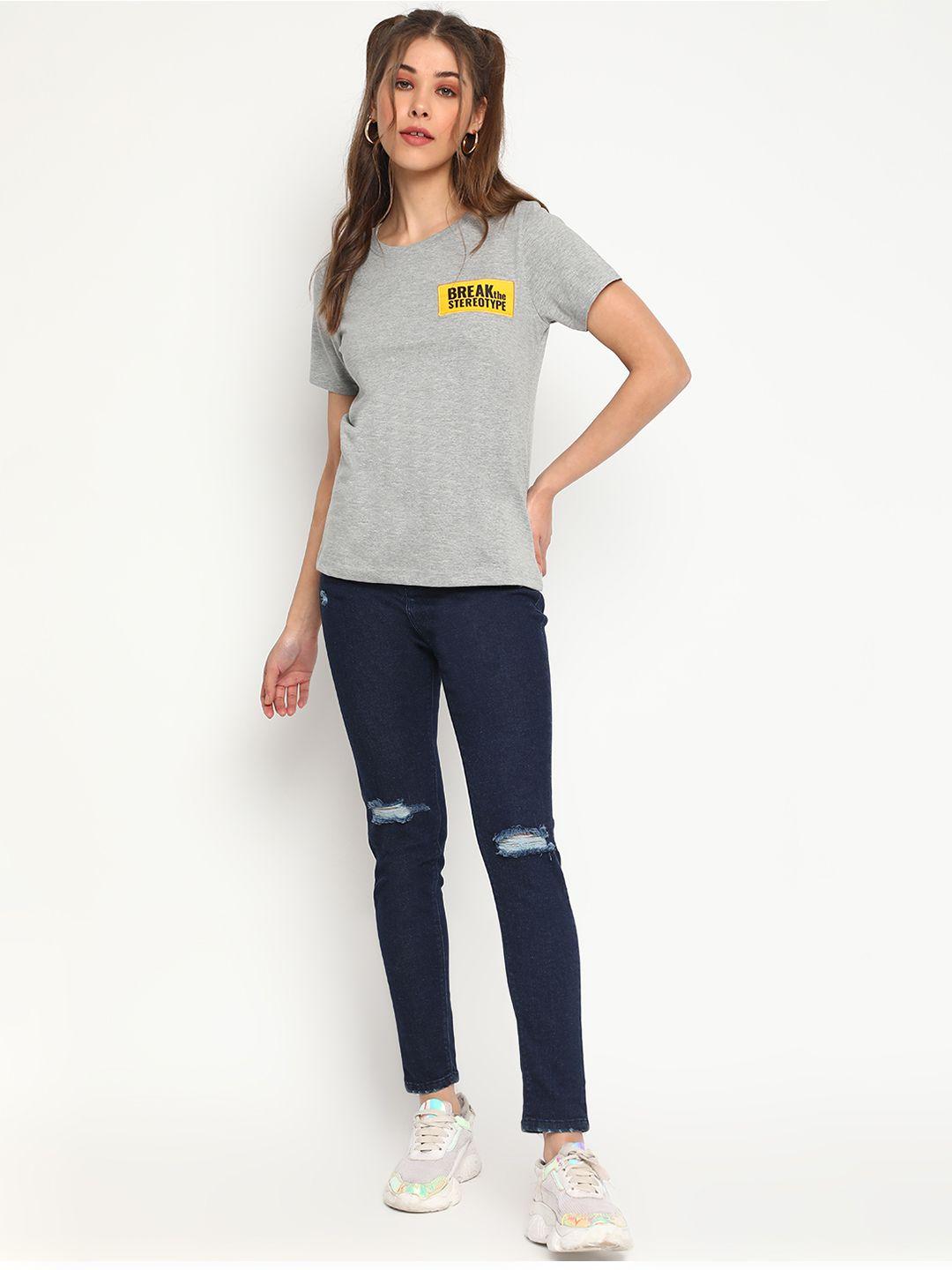 belliskey women grey & yellow t-shirt