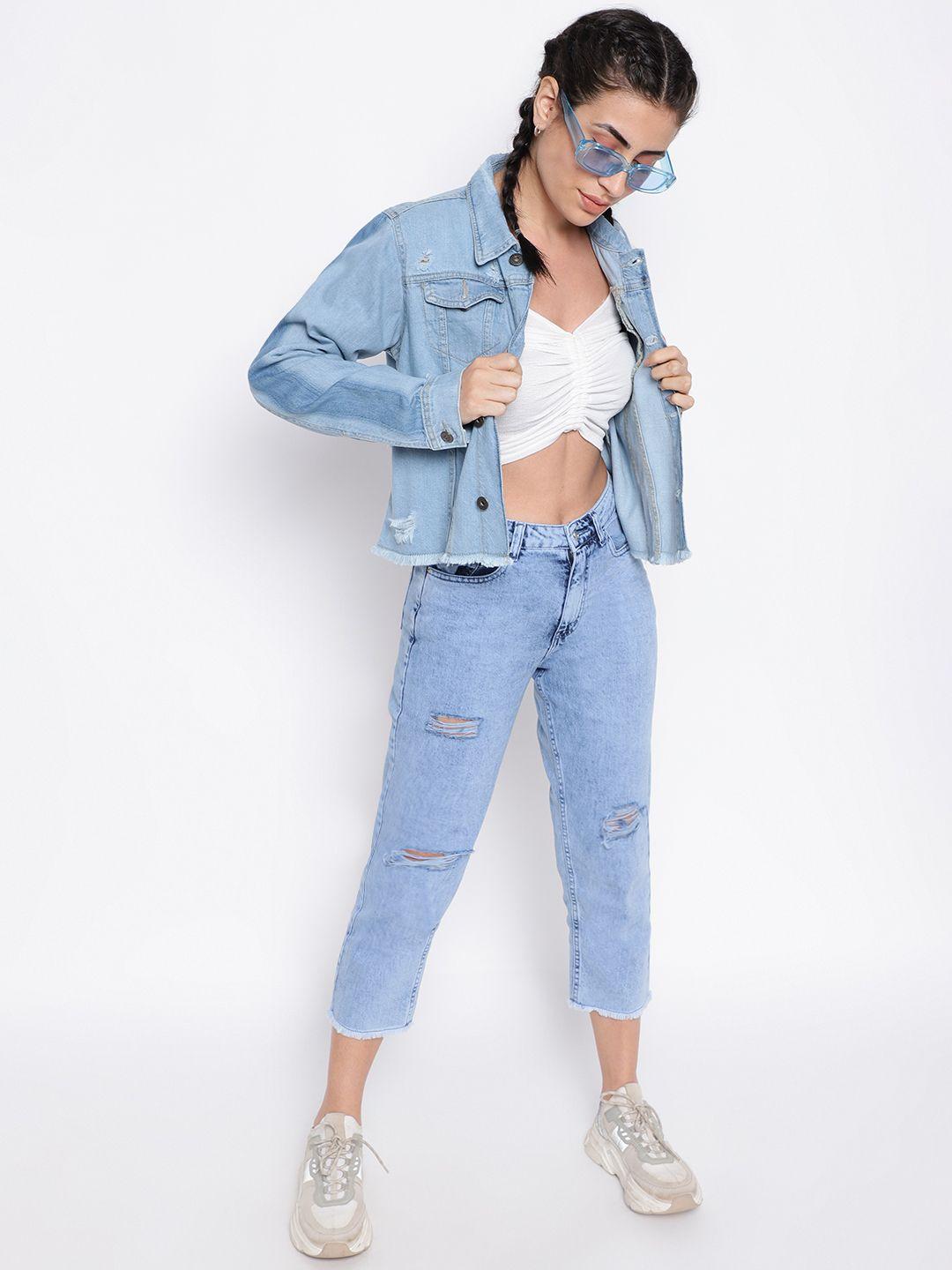 belliskey women lightweight crop denim jacket