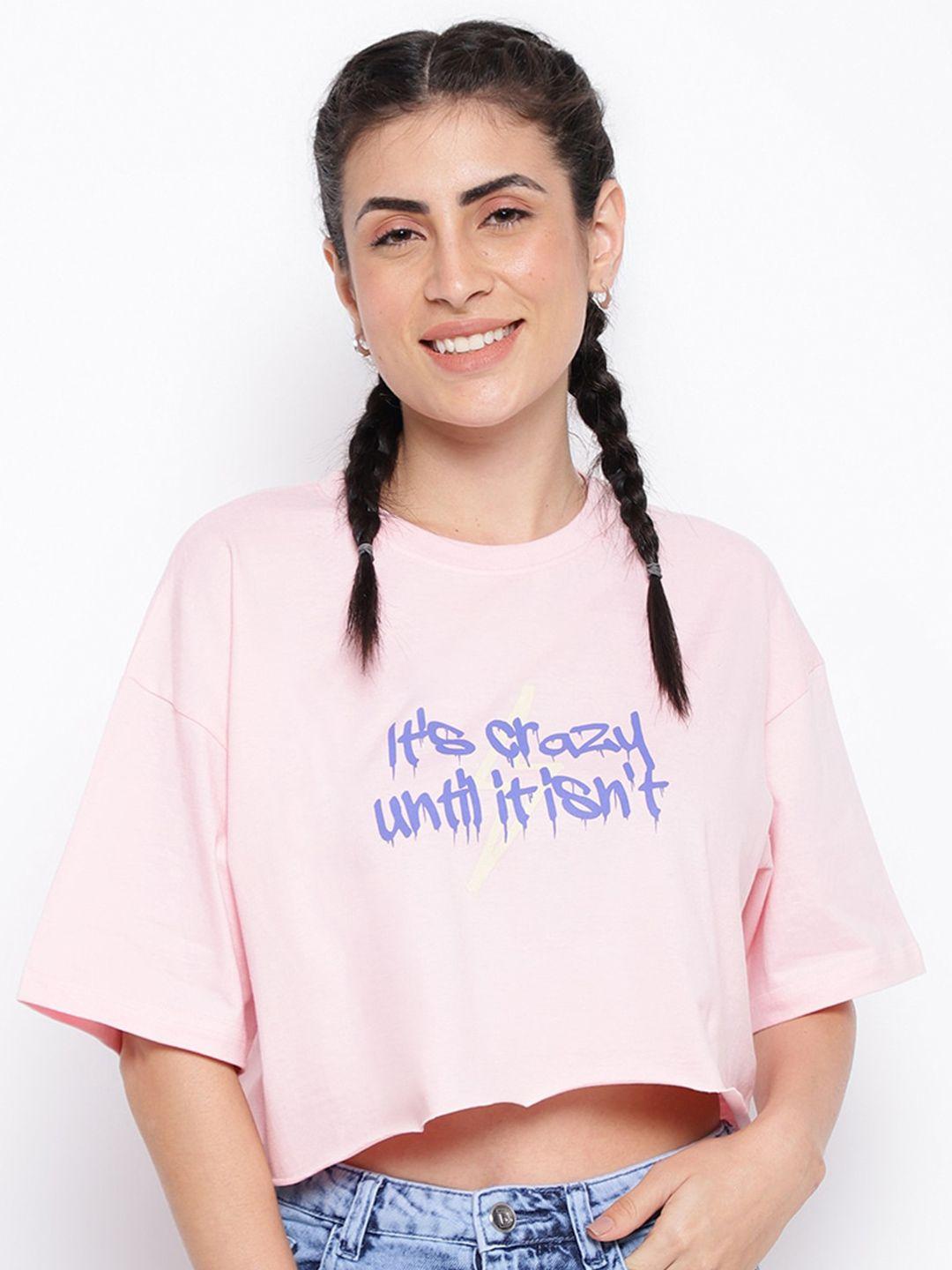 belliskey women pink typography printed loose t-shirt