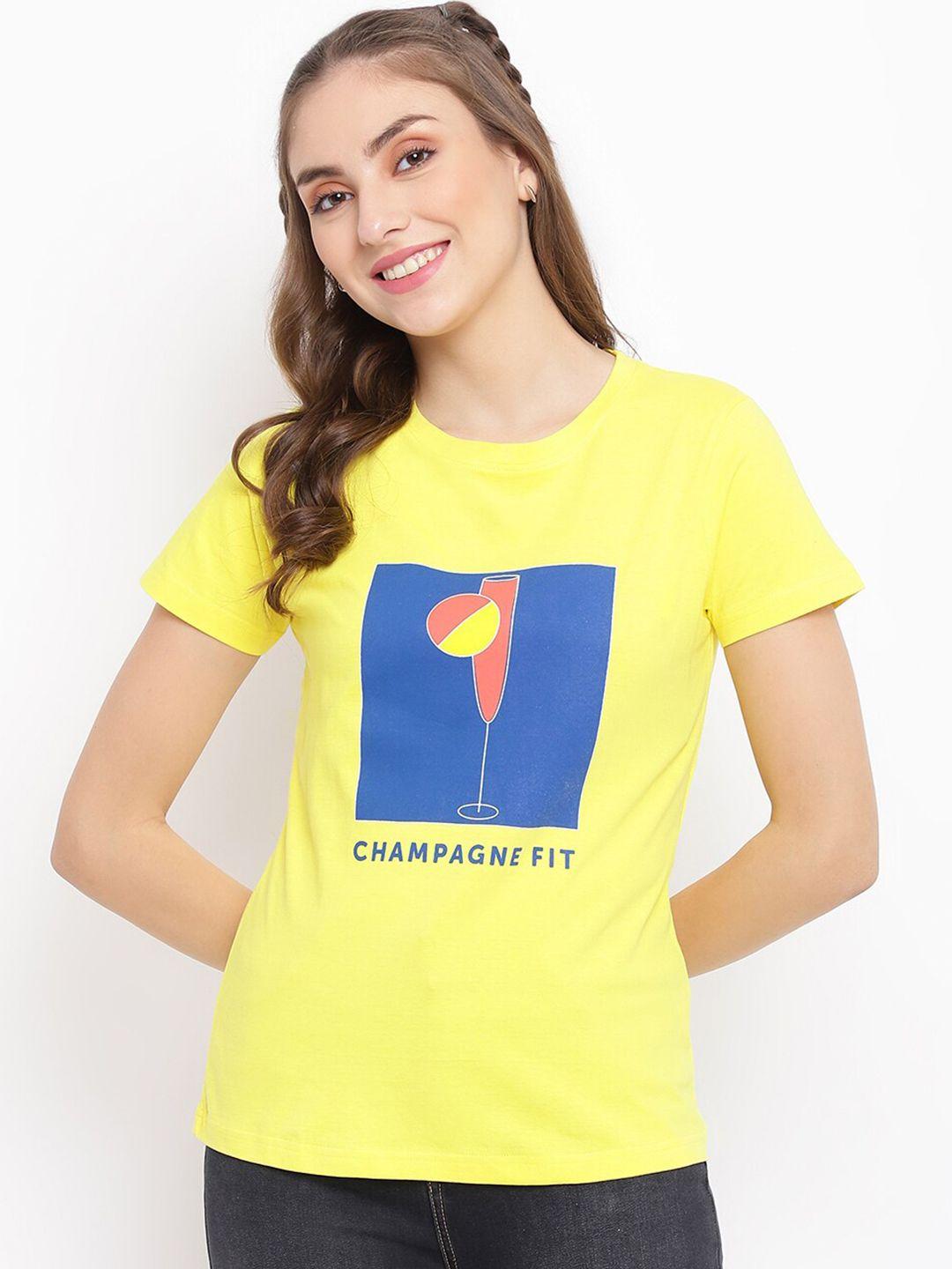 belliskey women yellow printed t-shirt