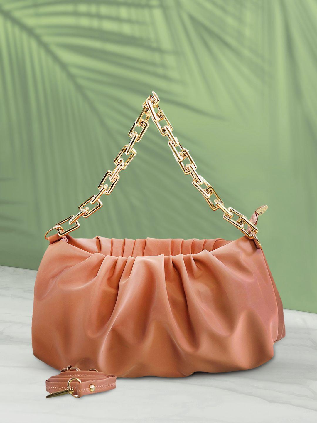 bellissa nude-coloured pu structured shoulder bag with tasselled